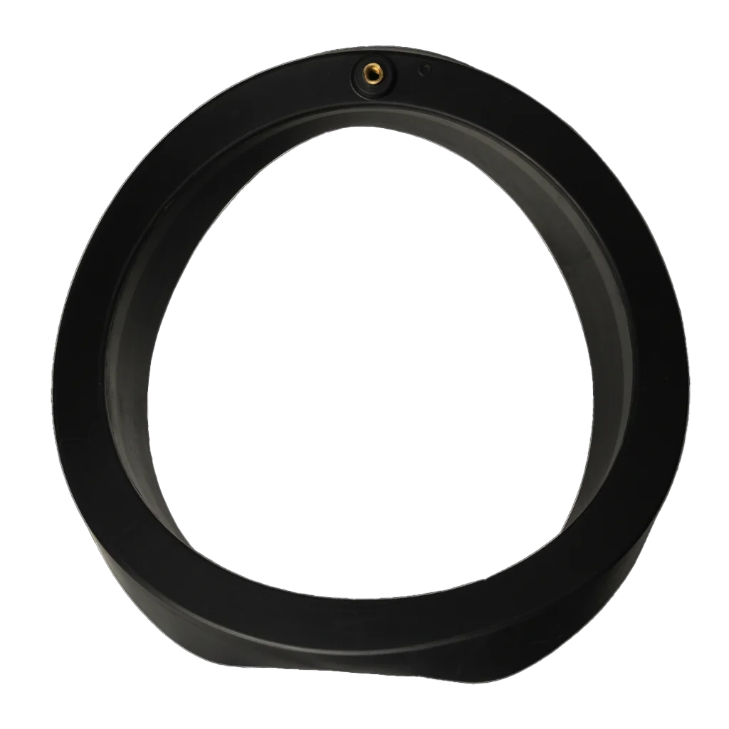 Large molded rubber ring with brass insert