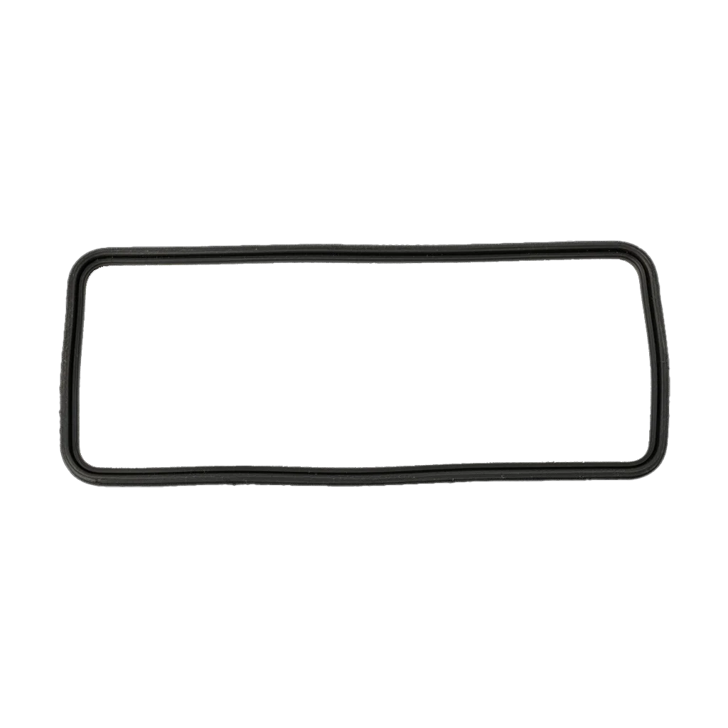 Rectangular molded rubber gasket with rounded corners