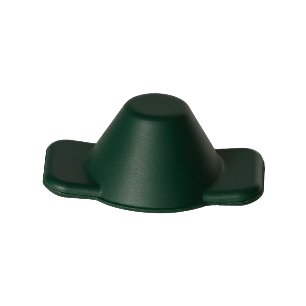Green molded rubber component with domed center