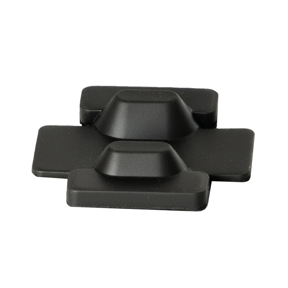 Custom molded rubber component with raised central profile,